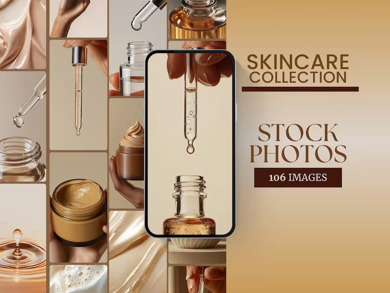 Aesthetic Skincare Beauty Photos, Social Media Instagram Beauty Stock Photo Collection Skincare Textures Beauty Images Skincare Products Kit